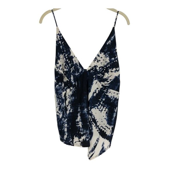 Nordstrom  4SI3NNA Blue Tie dye Plunge Asymmetric Tank Top size M - Picture 2 of 15